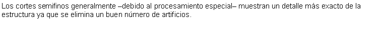 Cuadro de texto: Los cortes semifinos generalmente debido al procesamiento especial muestran un detalle ms exacto de la estructura ya que se elimina un buen nmero de artificios.